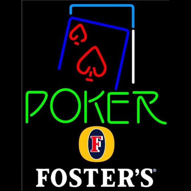 Fosters Green Poker Red Heart Beer Sign Neonskylt
