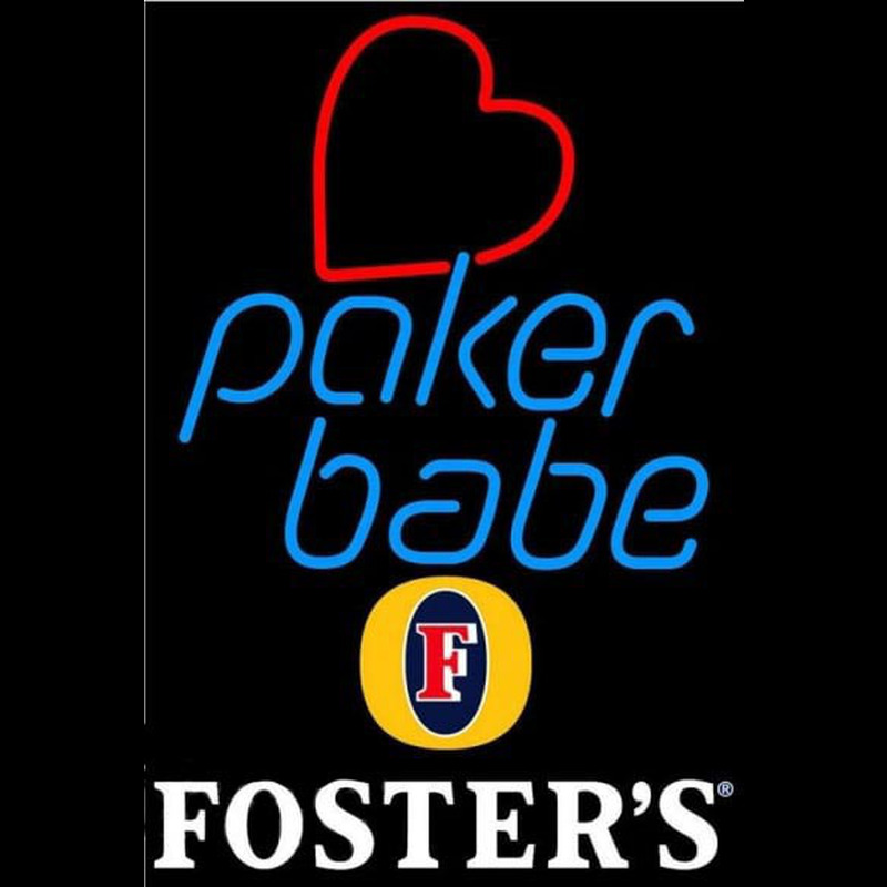 Fosters Poker Girl Heart Babe Beer Sign Neonskylt