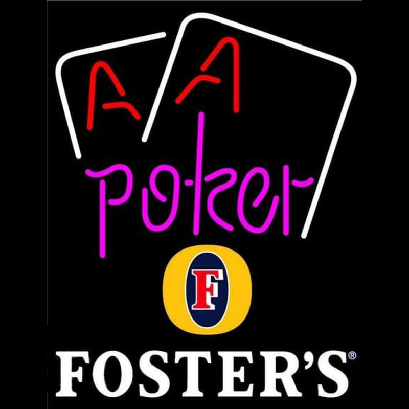 Fosters Purple Lettering Red Aces White Cards Beer Sign Neonskylt