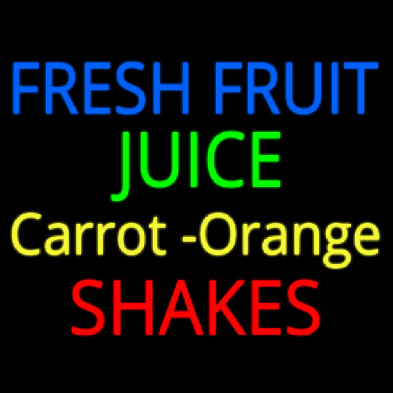 Fresh Fruit Juice Carrot Orange Shakes Neonskylt
