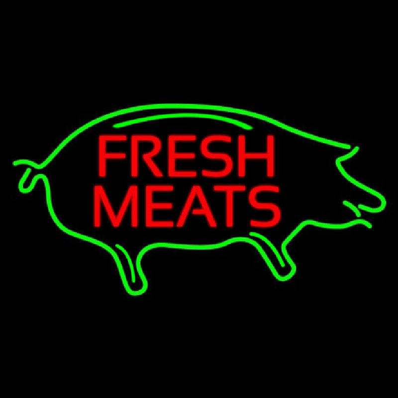 Fresh Meats With Pig Neonskylt