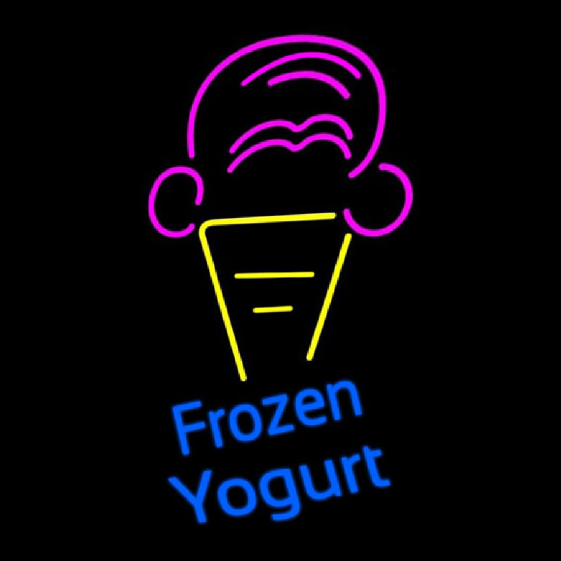 Frozen Yogurt Blue Ltrs With Cone Logo Neonskylt
