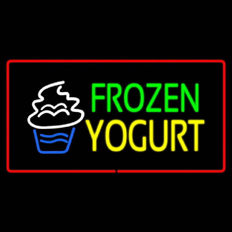 Frozen Yogurt Rectangle Red Neonskylt