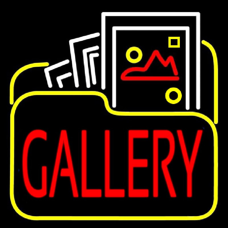Gallery Icon With Red Gallery Neonskylt