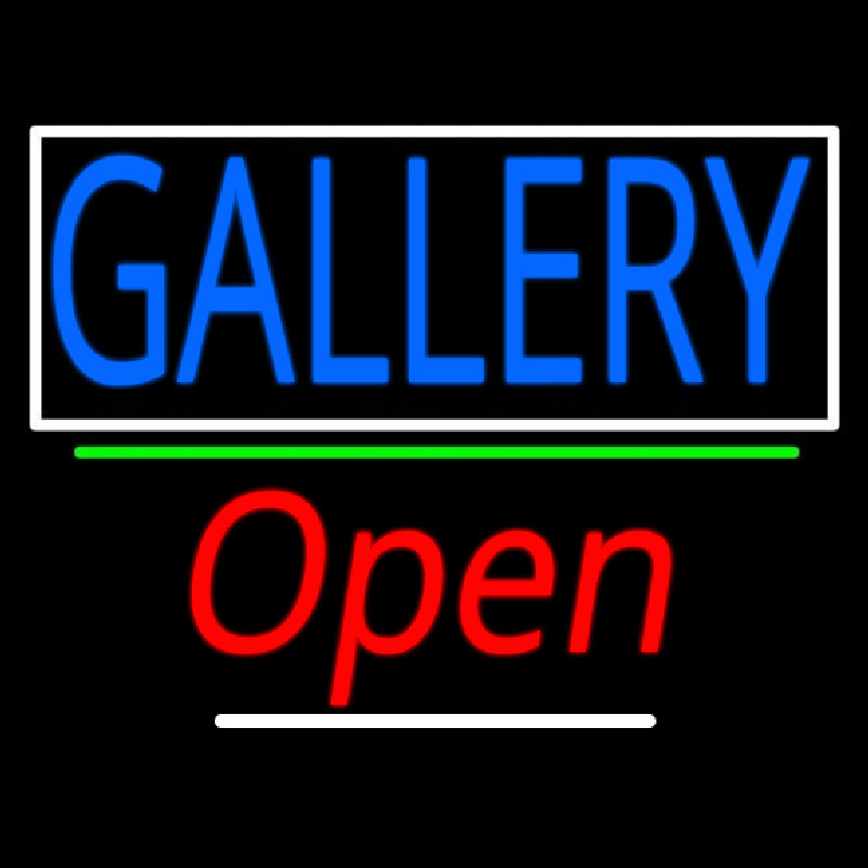 Gallery With Border Open 3 Neonskylt