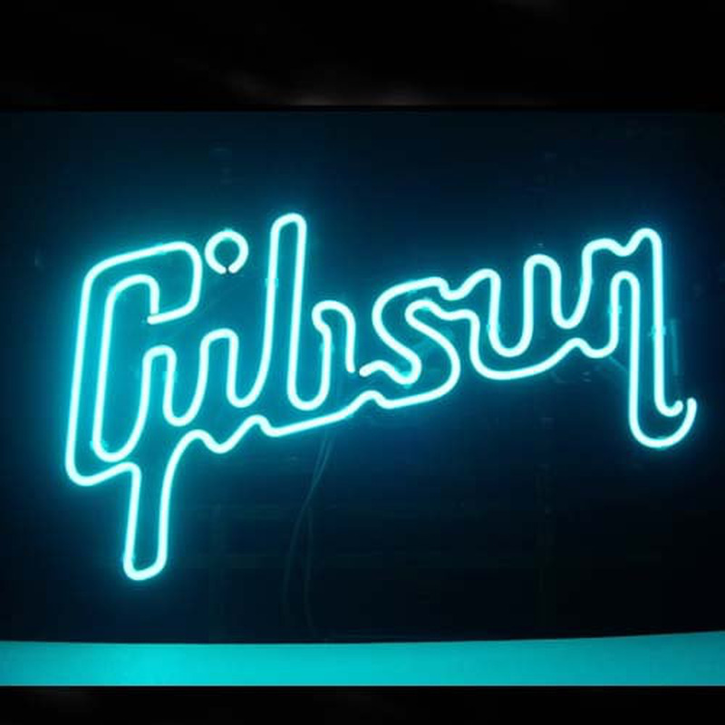 Gibson Guitar Music Öl Bar Öppet Neonskylt