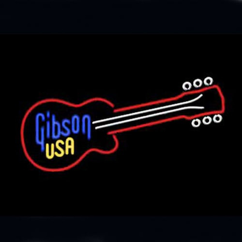 Gibson Usa Guitar Öl Bar Öppet Neonskylt