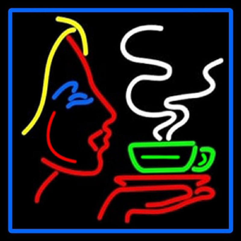 Girl Logo With Hot Coffee Neonskylt