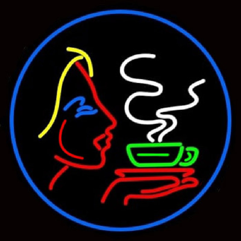 Girl Logo With Hot Coffee Neonskylt