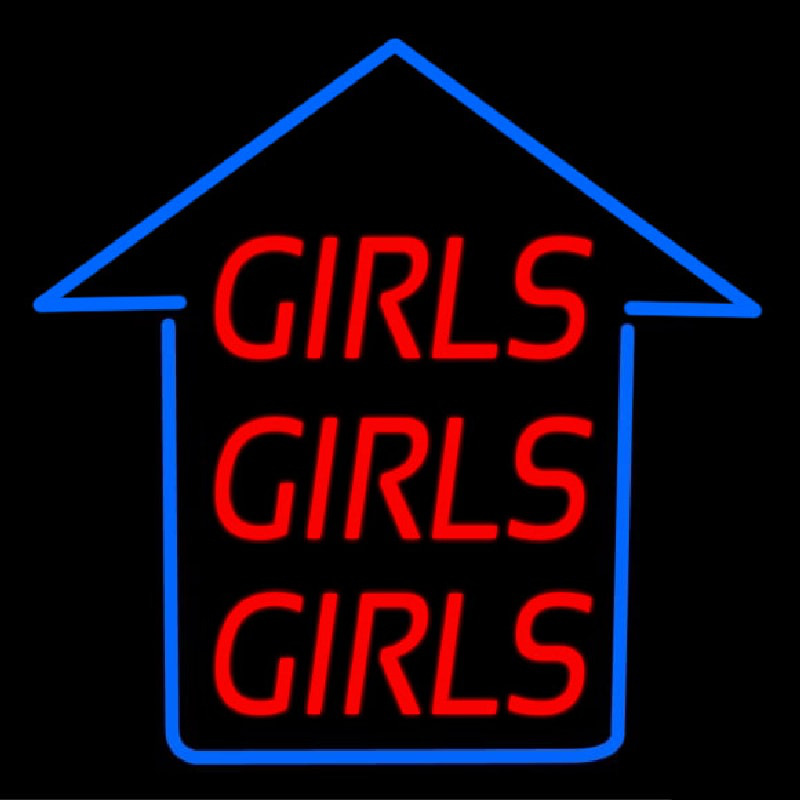 Girls Girls Girls Blue Arrow Neonskylt