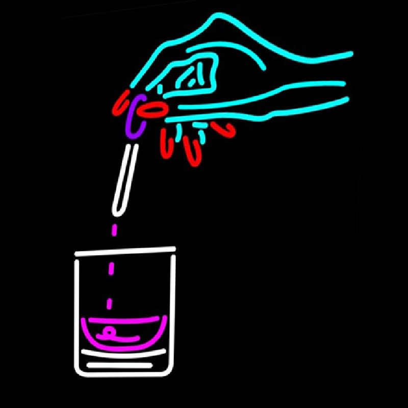 Glass With Hand Logo Neonskylt