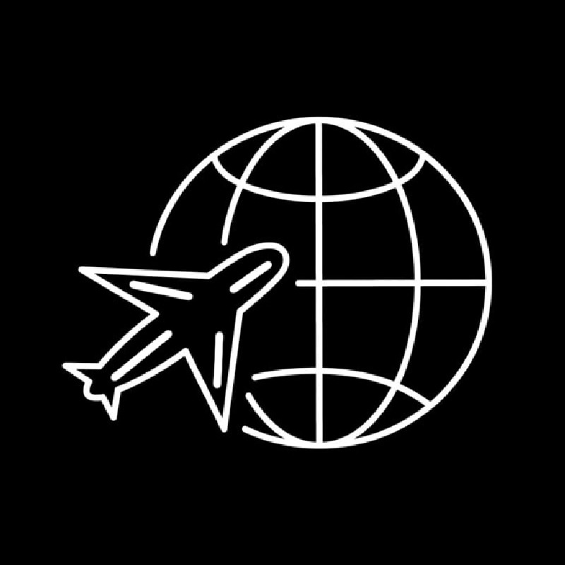 Globe Planet Travel Plane Neonskylt
