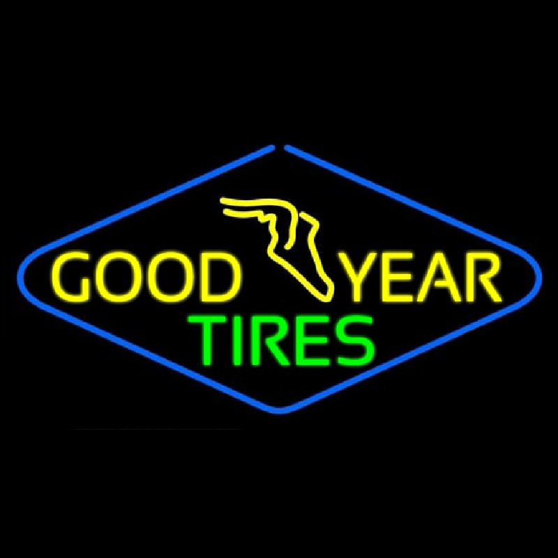 Goodyear Tires Blue Border Neonskylt