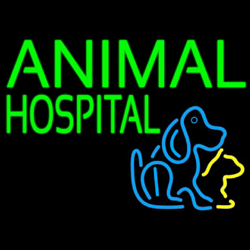Green Animal Hospital Dog Logo Neonskylt
