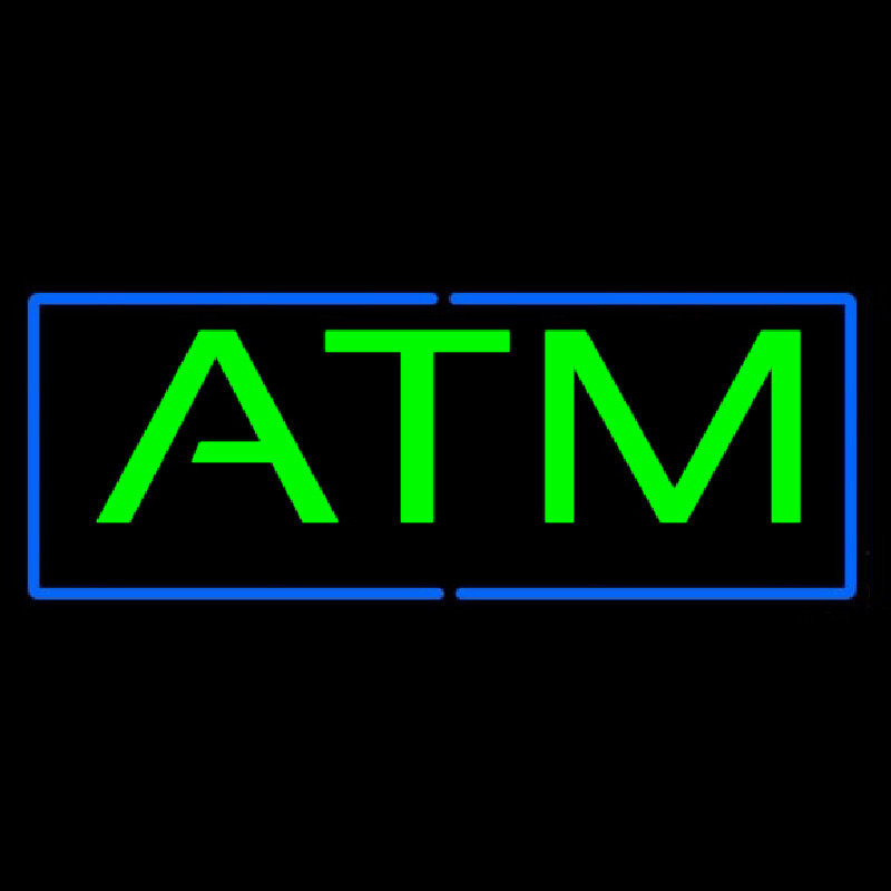 Green Atm Blue Border Neonskylt