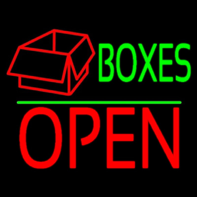 Green Bo es Red Logo With Open 1 Neonskylt