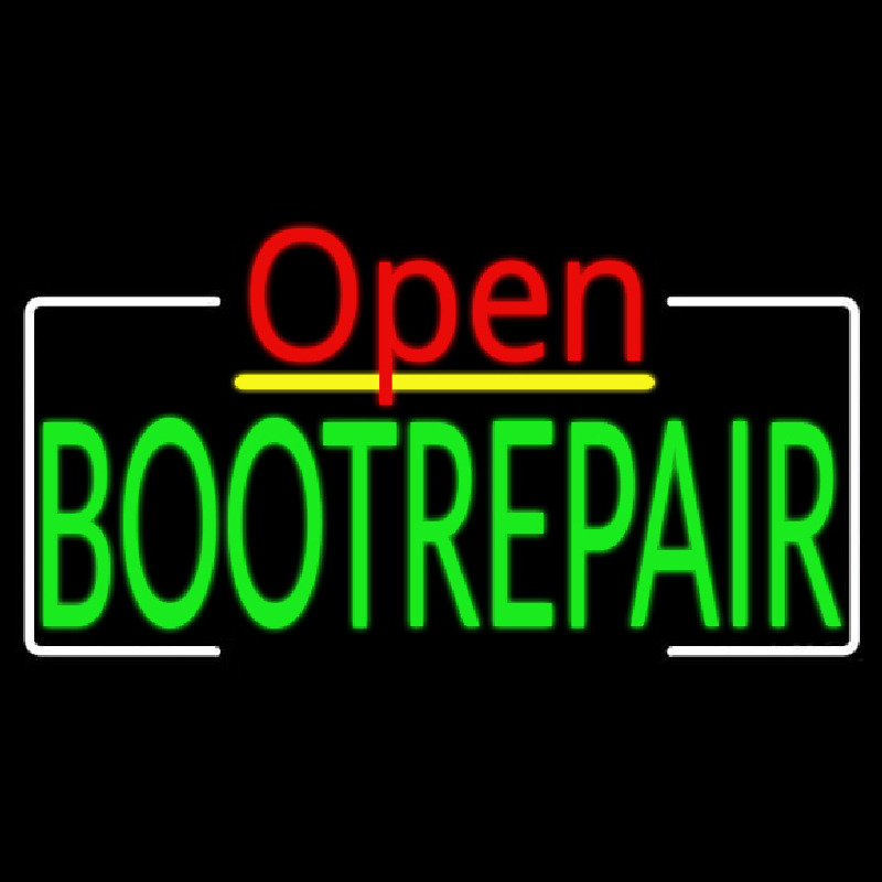 Green Boot Repair Open Neonskylt