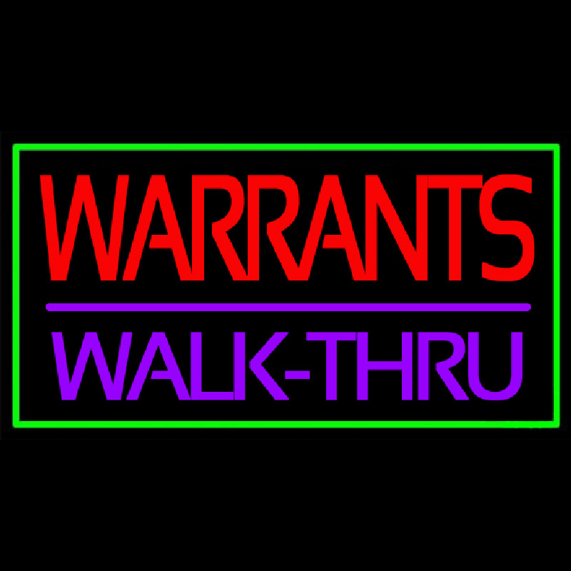 Green Border Warrants Walk Thru Neonskylt