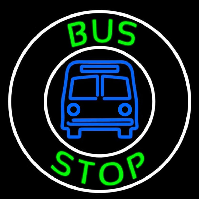Green Bus Stop Neonskylt