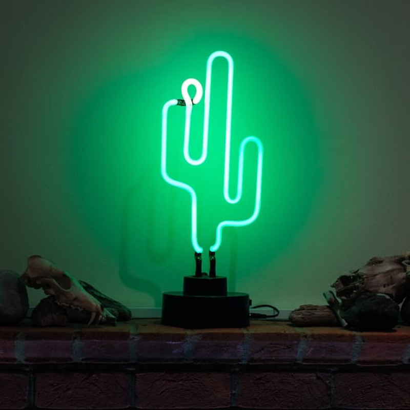 Green Cactus Desktop Neonskylt