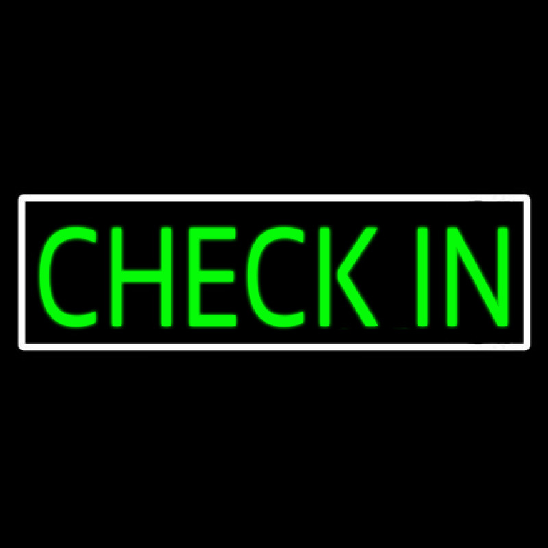 Green Check In Neonskylt