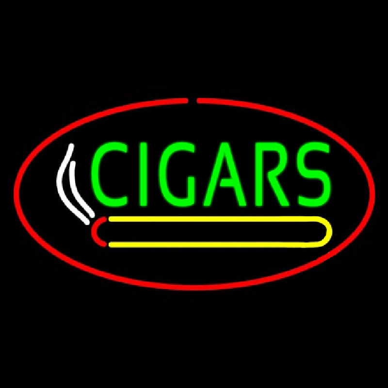 Green Cigars Logo Red Oval Neonskylt