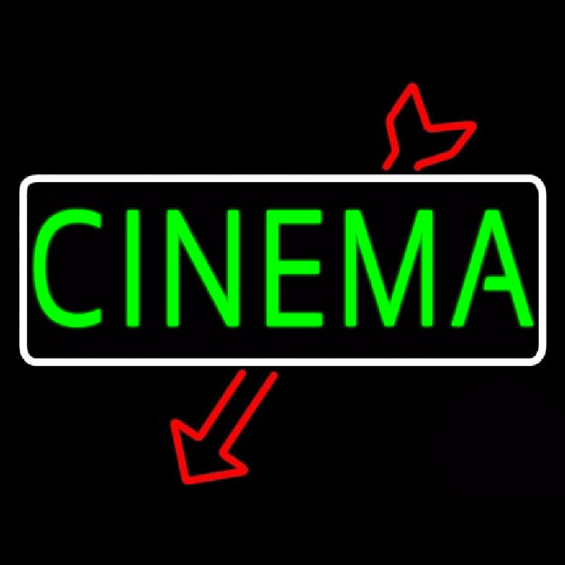 Green Cinema Here Neonskylt