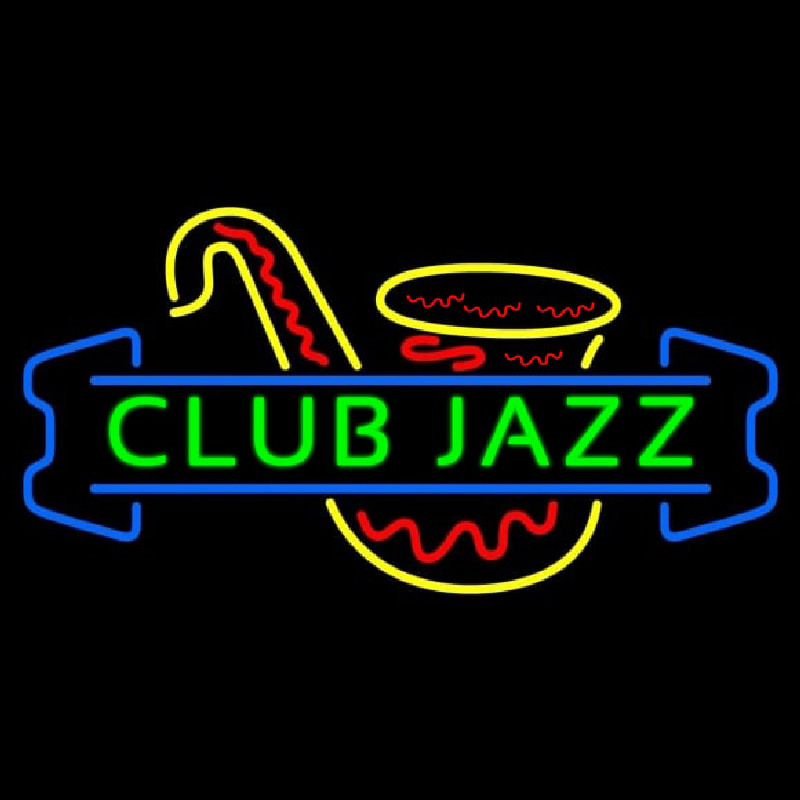 Green Club Jazz Block With Sa ophone 1 Neonskylt