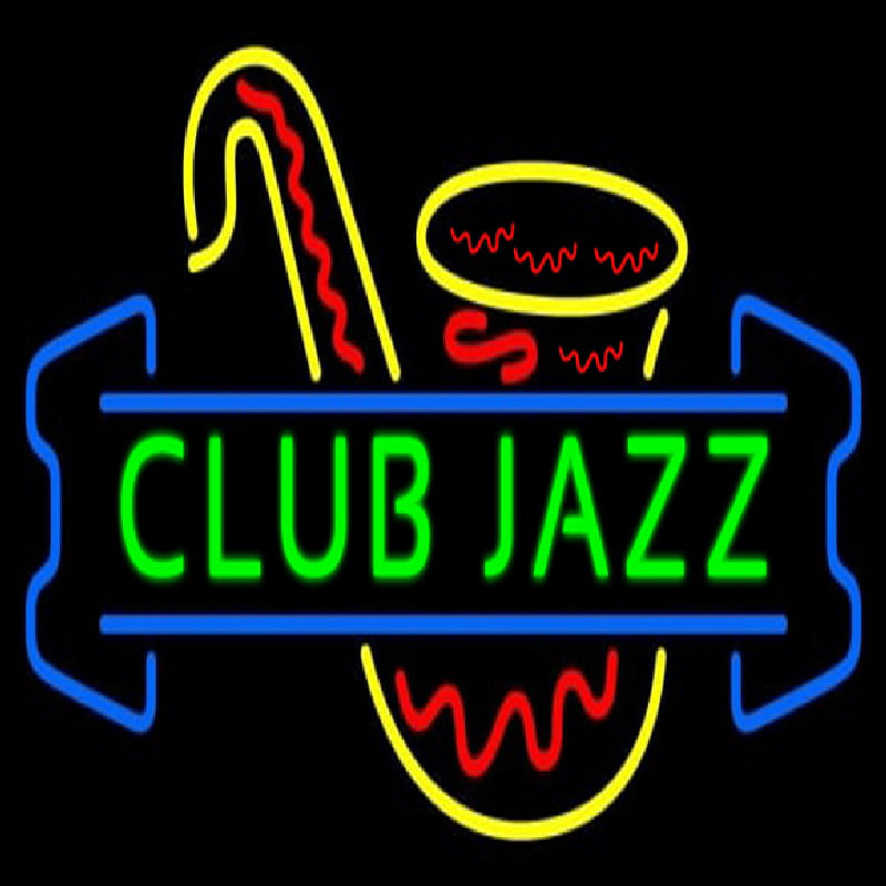 Green Club Jazz Block With Sa ophone 3 Neonskylt