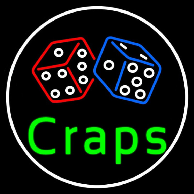 Green Craps Dice 1 Neonskylt