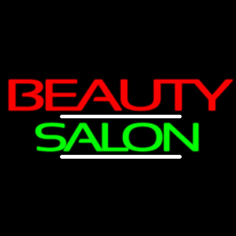 Green Cursive Beauty Block Salon Neonskylt