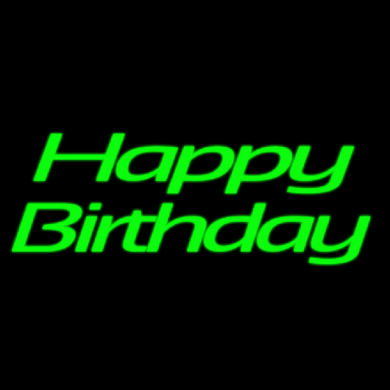 Green Cursive Happy Birthday Neonskylt