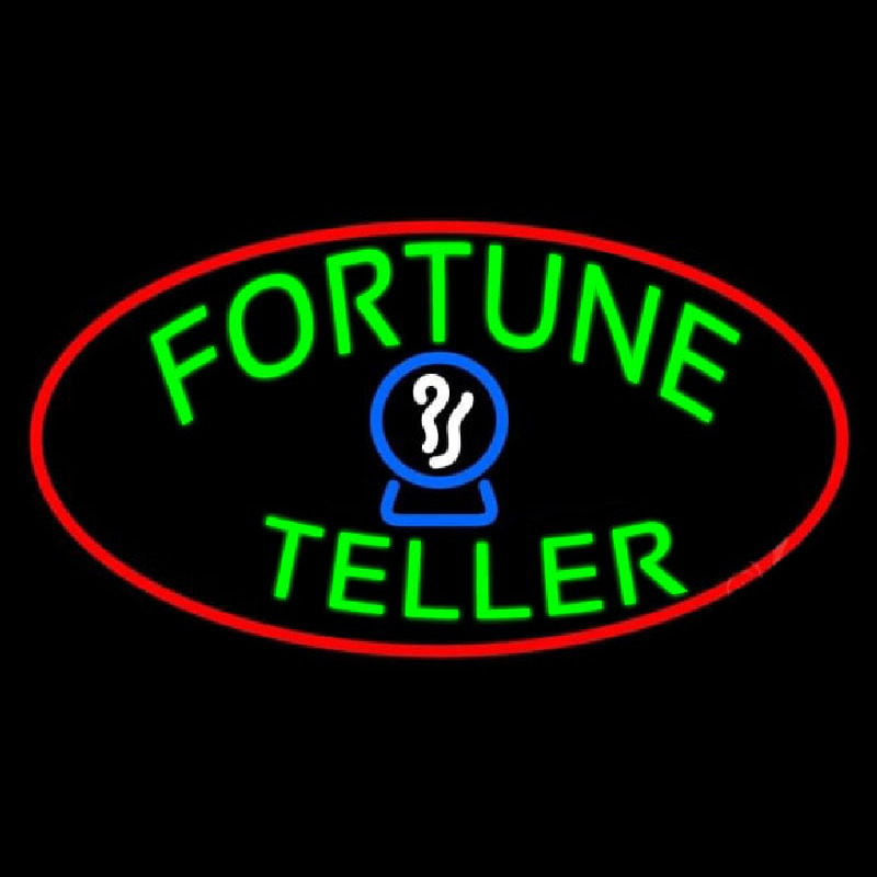 Green Fortune Teller Red Oval Neonskylt