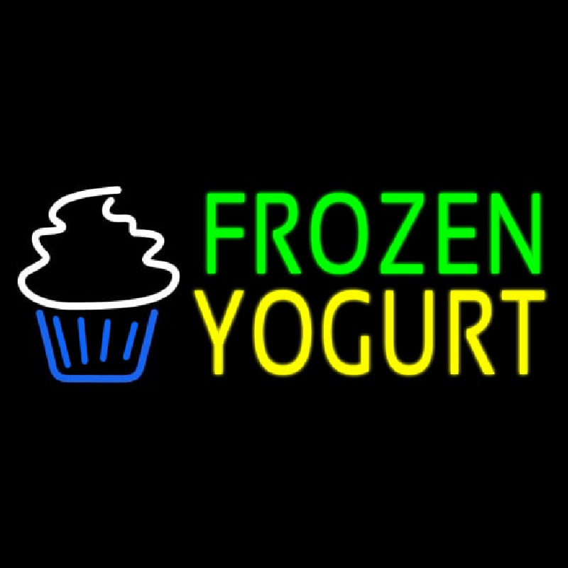 Green Frozen Yogurt Yellow Logo Neonskylt