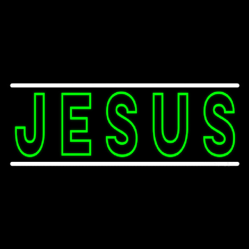 Green Jesus Block Neonskylt