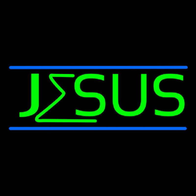 Green Jesus Blue Line Neonskylt