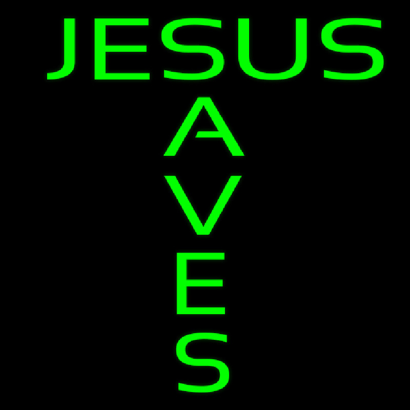Green Jesus Saves Neonskylt
