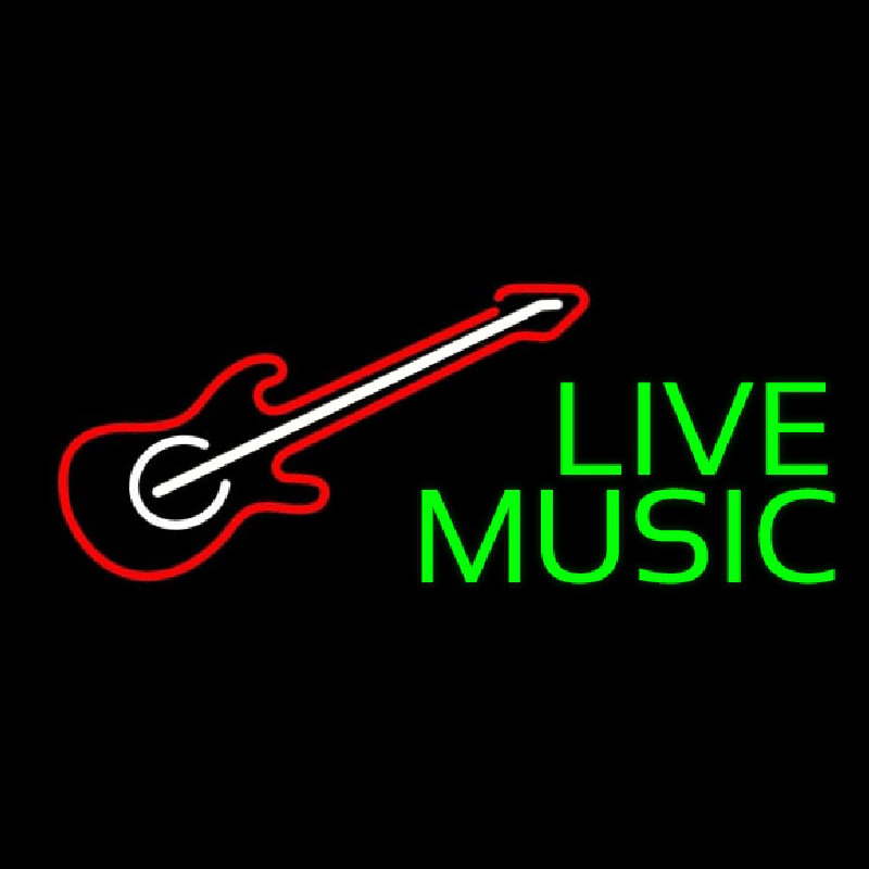 Green Live Music 2 Neonskylt