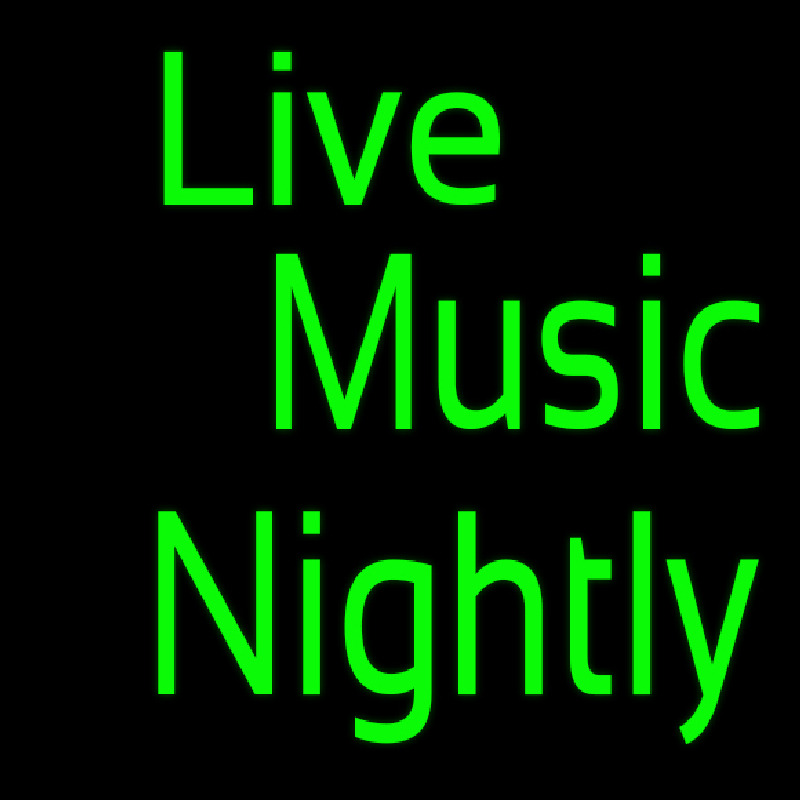 Green Live Music Nightly Block Neonskylt