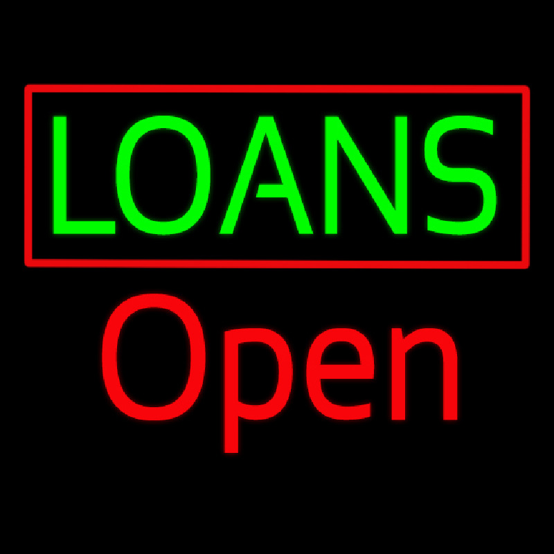 Green Loans Red Border Open Neonskylt