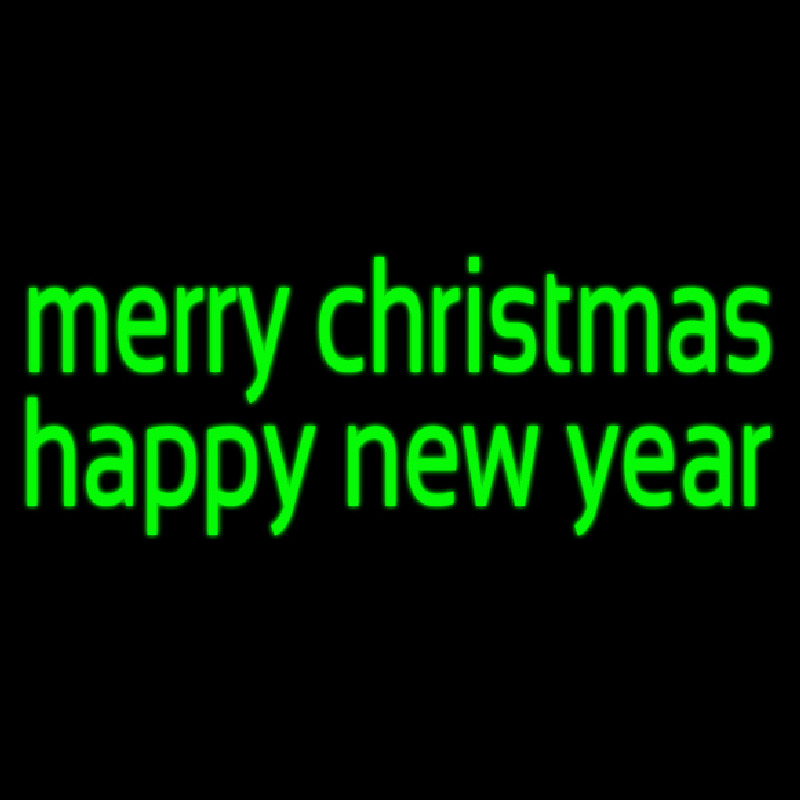 Green Merry Christmas Happy New Year Neonskylt