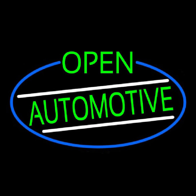 Green Open Automotive Oval With Blue Border Neonskylt