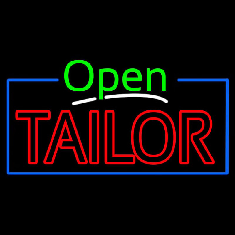 Green Open Double Stroke Tailor Neonskylt