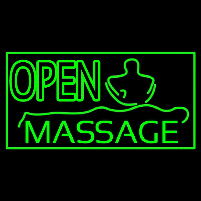 Green Open Massage Neonskylt