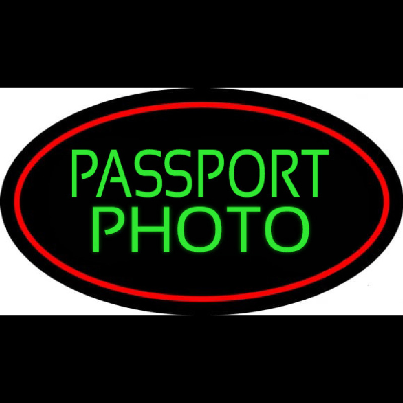 Green Passport Photo Red Oval Neonskylt