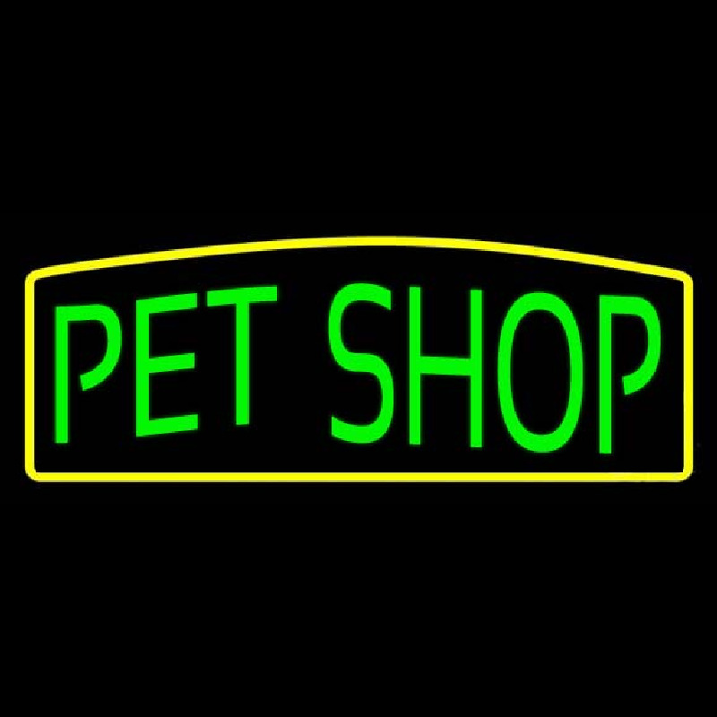 Green Pet Shop Yellow Border Neonskylt