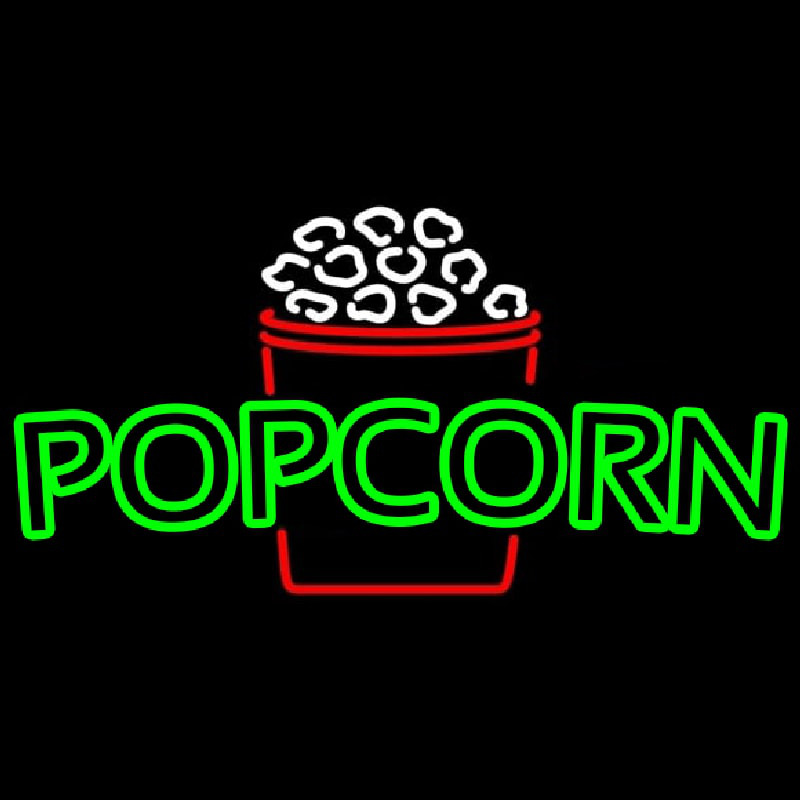 Green Pop Corn Logo Neonskylt