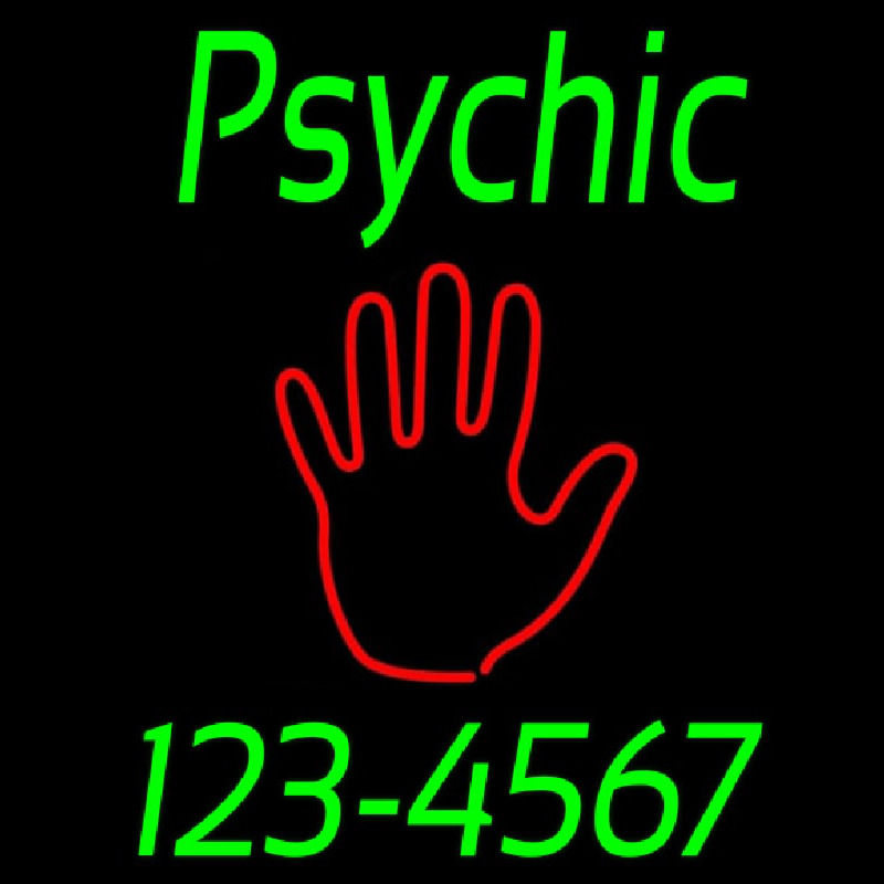 Green Psychic With Phone Number Neonskylt