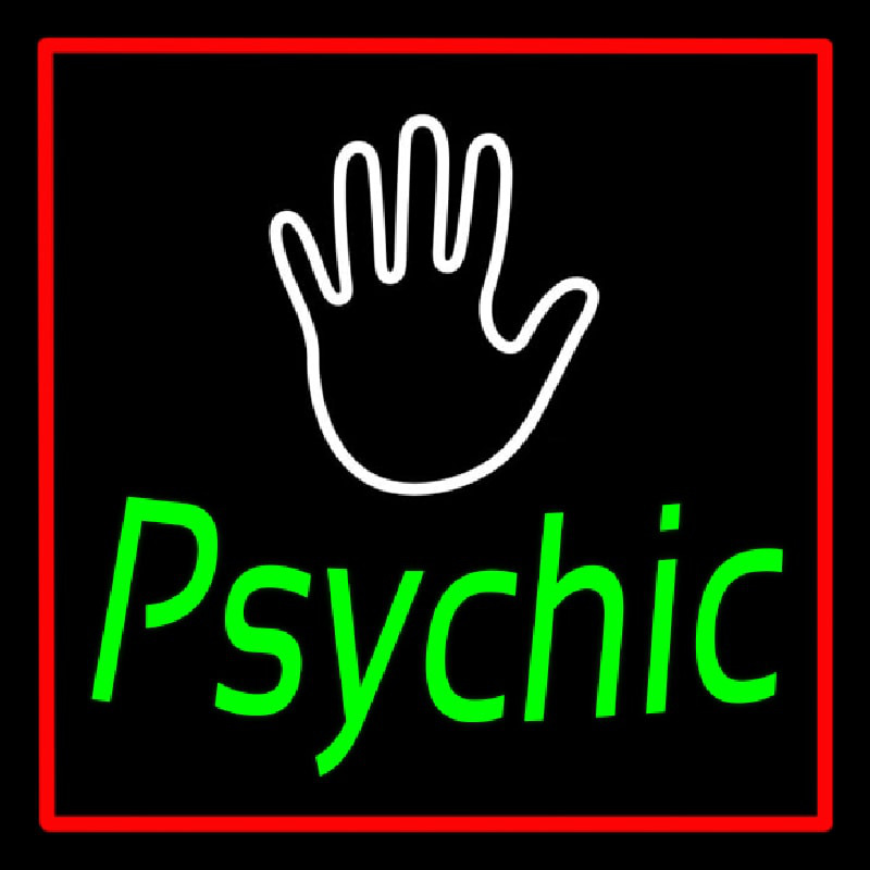 Green Psychic With Red Border Neonskylt