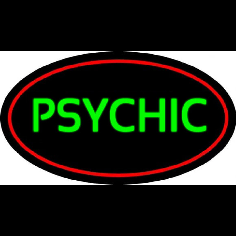 Green Psychic With Red Border Neonskylt